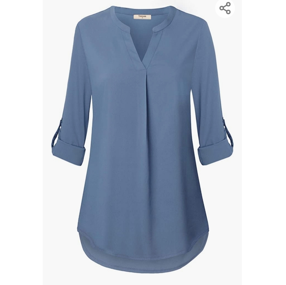 Timeson, Casual Chiffon Blouse, Size S, Blue Gray